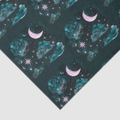 Roze Halve Maan Sterren Hemelblauw Halloween Tissuepapier (Detail)