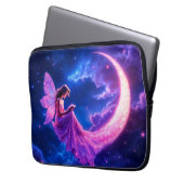 Roze halvemaan sprookje sterrenhemel kunst laptop sleeve (Voorkant Links)