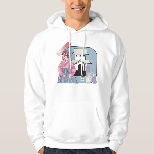 Roze Hanbok Dame & Koreaans Paleis Hoodie (Voorkant)