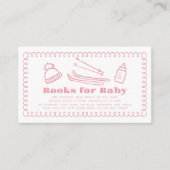 Roze Hand-Drawn Ski Baby Book Verzoek Informatiekaartje (Voorkant)