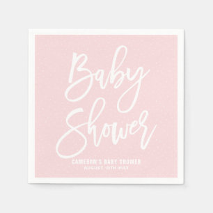 Roze Hand Geletterd Baby shower Papieren servetten