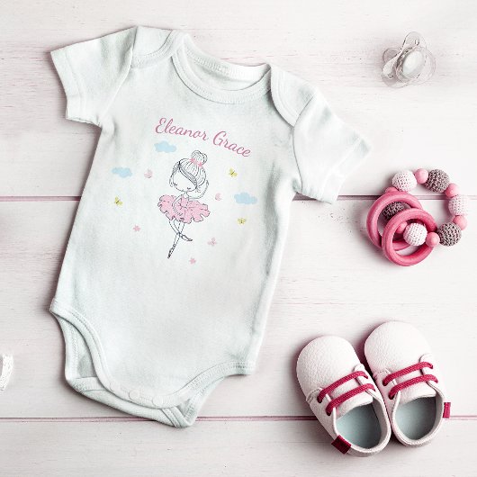 Roze Hand geschilderd Ballet Dancer Meisje Bodysui Romper