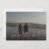 Roze hand geschreven Moderne Foto Blush Dusty Save The Date (Voorkant)