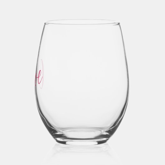 Roze Hand Geschreven Naam Bachelorette Bruidsfeest Wijnglas Zonder Voet (Links)