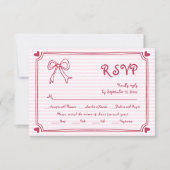 Roze hand getekend boog en grens grillige bruiloft RSVP kaartje (Voorkant)