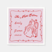 Roze hand getekend de avond voor bruiloft servette servet (Voorkant)