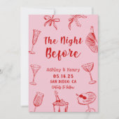 Roze hand getekend de avond voor het repetitiedine kaart (Voorkant)