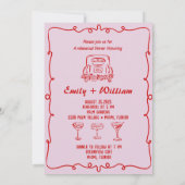 Roze hand getekend de avond voor het repetitiedine kaart (Achterkant)