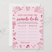 Roze Hand Getekende Baby Shower Hoe Oud Waren Ze Kaart (Voorkant)