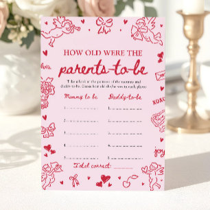 Roze Hand Getekende Baby Shower Hoe Oud Waren Ze Kaart