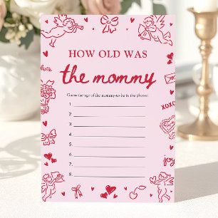 Roze Hand Getekende Hoe Oud Was De Mamma Spel  Kaart