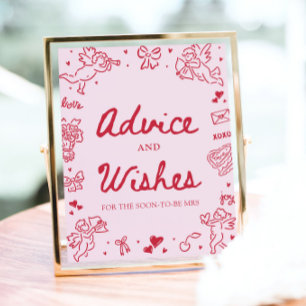 Roze Hand Getekende Moderne Valentijnsdag Advies e Poster