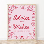 Roze Hand Getekende Moderne Valentijnsdag Advies e Poster