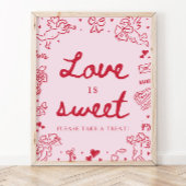 Roze Hand Getekende Moderne Valentijnsdag Liefde i Poster