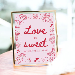 Roze Hand Getekende Moderne Valentijnsdag Liefde i Poster