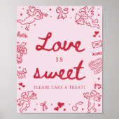 Roze Hand Getekende Moderne Valentijnsdag Liefde i Poster (Voorkant)