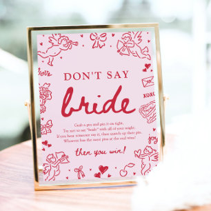 Roze Hand Getekende Moderne Valentijnsdag Zeg Niet Poster