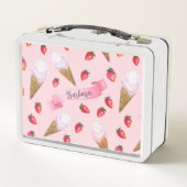 Roze Hand-getrokken aardbei ijs grillig (Achterkant)