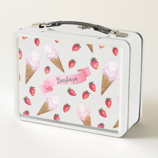 Roze Hand-getrokken aardbei ijs grillig (Achterkant)