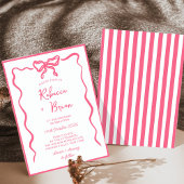 Roze Hand Getrokken Boog Lint Sketch Wedding Kaart