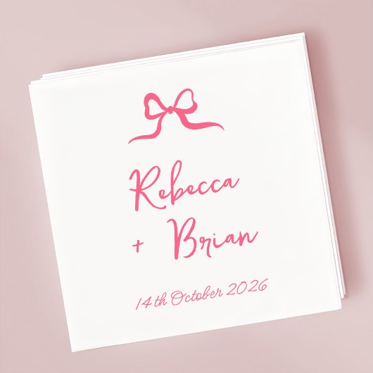 Roze Hand Getrokken Boog Lint Sketch Wedding Servet