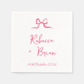 Roze Hand Getrokken Boog Lint Sketch Wedding Servet (Voorkant)