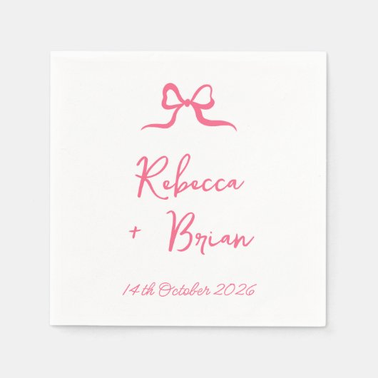 Roze Hand Getrokken Boog Lint Sketch Wedding Servet (Voorkant)