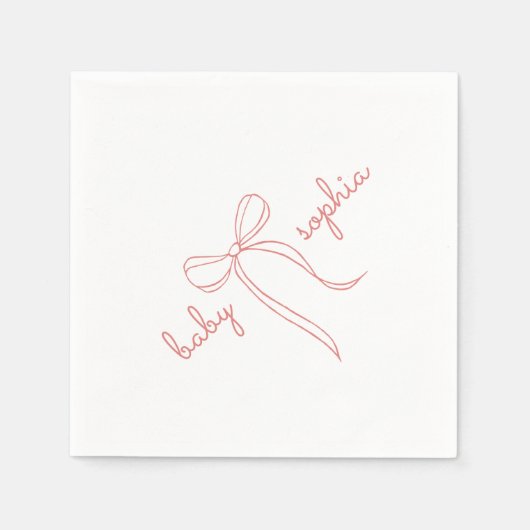 roze Hand getrokken boog meisje Baby shower Servet (Voorkant)