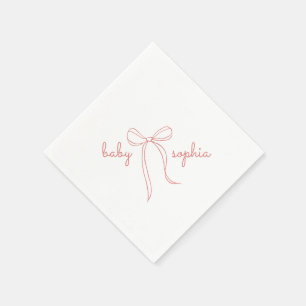 roze Hand getrokken boog meisje Baby shower Servet