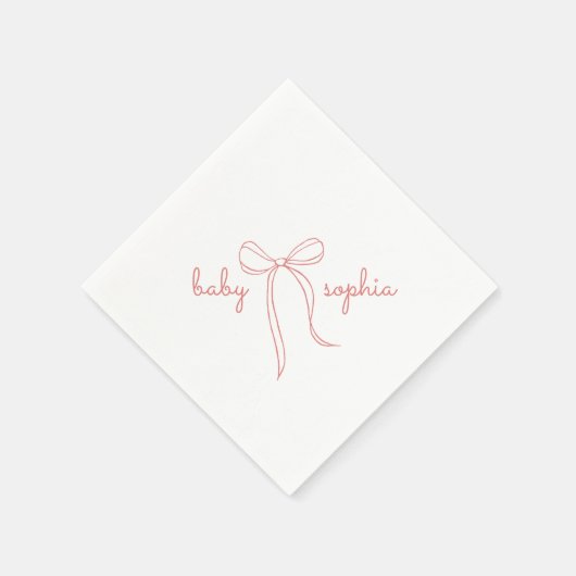 roze Hand getrokken boog meisje Baby shower Servet (Hoek)