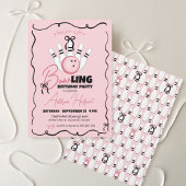 Roze Hand getrokken BOWling Bows Meisje Verjaardag Kaart