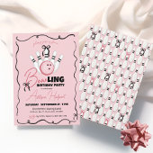 Roze Hand getrokken BOWling Bows Meisje Verjaardag Kaart