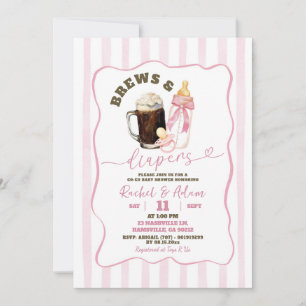 Roze Hand getrokken Brouwen & Luiers Meisje Baby s Kaart