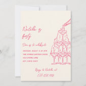 Roze Hand getrokken Champagne Toren 40e verjaardag Kaart (Voorkant)