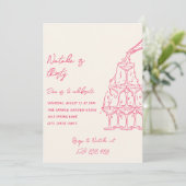 Roze Hand getrokken Champagne Toren Dertig Verjaar Kaart (Staand voorkant)