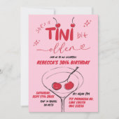 Roze Hand getrokken Cherry Martini Verjaardag Kaart (Voorkant)