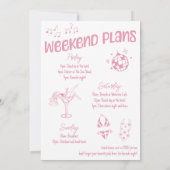 Roze Hand getrokken Disco Bachelorette Party Weeke Kaart (Achterkant)