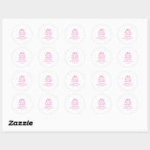 Roze Hand Getrokken Doodle Cake Verjaardag Ronde Sticker (Vel)