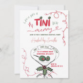 Roze Hand Getrokken Kerstcocktail Party Kaart (Voorkant)