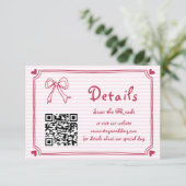 Roze Hand getrokken krabbel strepen bruiloft Informatiekaartje (Staand voorkant)