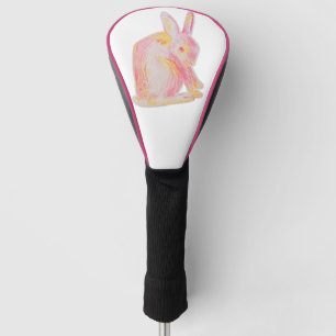 Roze Hand-getrokken Schattige Konijntje Golfheadcover