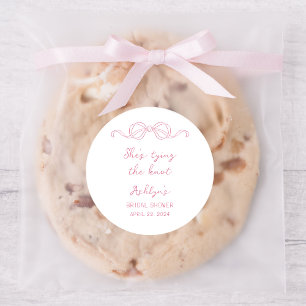 Roze Hand Getrokken Schoenen Het binden van de Kno Ronde Sticker