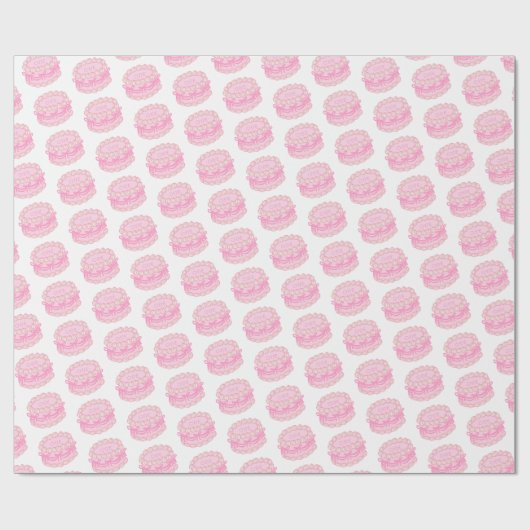 Roze Hand Getrokken Verjaardagstaart Bewerkbaar Ja Cadeaupapier (Vlak)