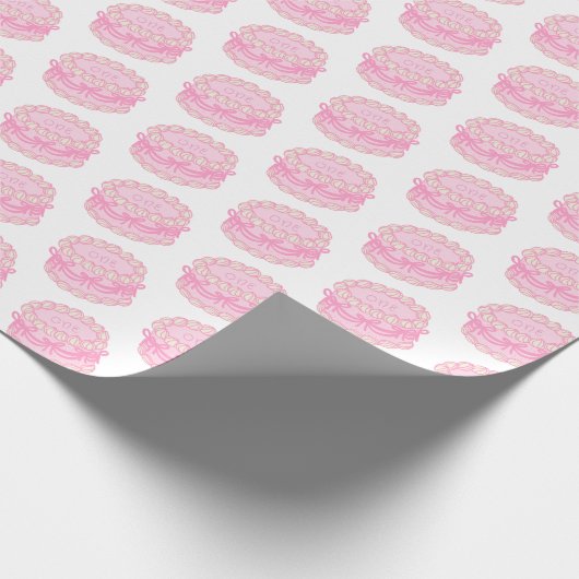 Roze Hand Getrokken Verjaardagstaart Bewerkbaar Ja Cadeaupapier (Hoek)