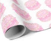 Roze Hand Getrokken Verjaardagstaart Bewerkbaar Ja Cadeaupapier (Rol Hoek)