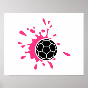 Roze handbalweltje poster