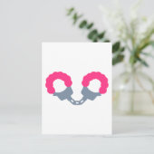 Roze handboeien briefkaart (Staand voorkant)