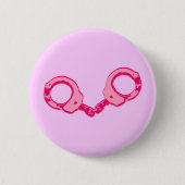 Roze handboeien ronde button 5,7 cm (Voorkant)