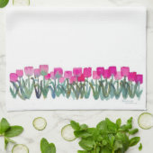 roze handdoek met tulpen (Gevouwen)