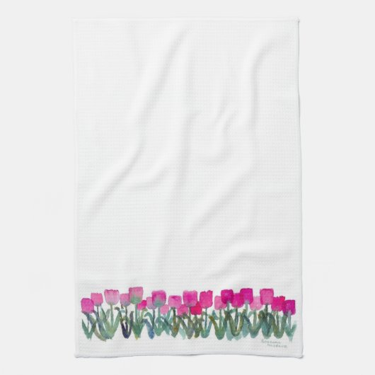 roze handdoek met tulpen (Verticaal)